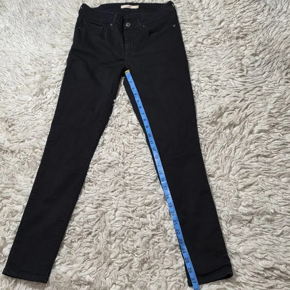 Levi 711 Mid Rise Skinny Jeans Womens Size 28/28 Black